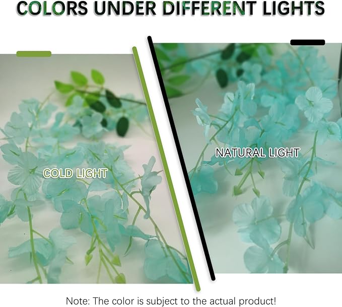 24 Pack Teal Wisteria Hanging Flowers Garland, 3.77 Feet Artificial Flower Vines, Fake Wisteria, Artificial Vines Hanging Garland for Backdrop Outdoor Yard Garden Decor