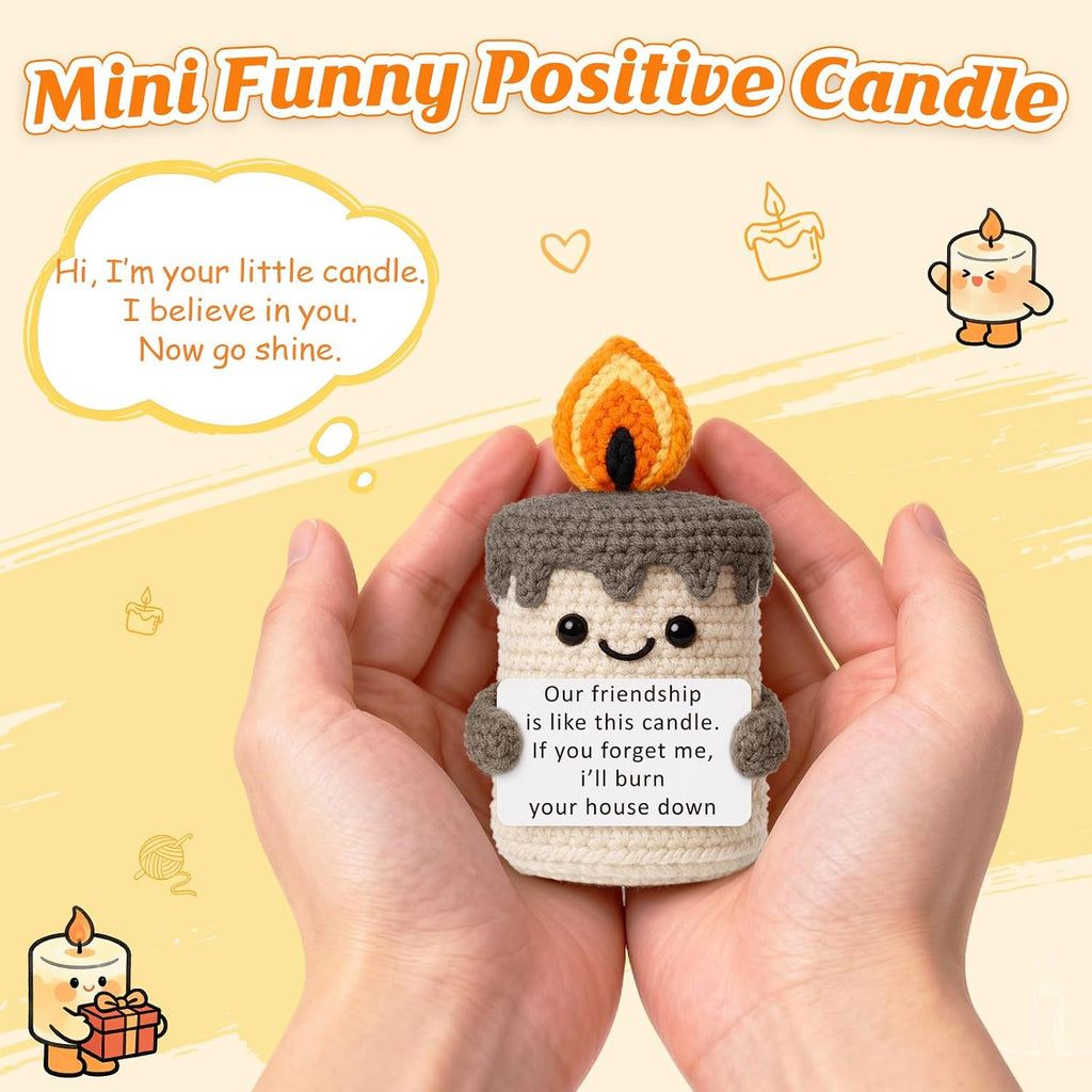 Funny Best Friend Birthday Gifts for Women Men, Handmade Crochet Candle Decor, Sarcastic Friendship Presents for Bestie Sister, Cute Birthday Christmas Gag Gift, Dark Humor Desk Accessories