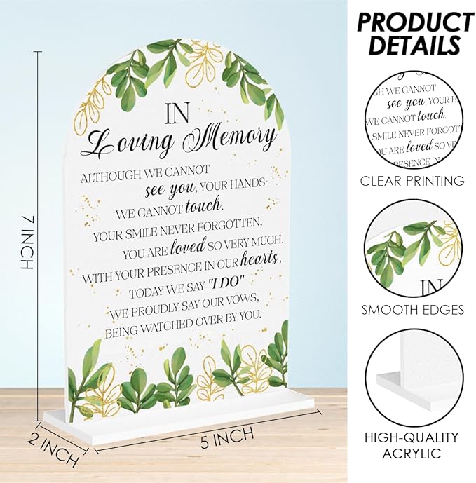 In Loving Memory Wedding Sign, In Memory Wedding Sign for Engagement Bridal Shower Decor fo Ceremony Reception, Weddings Table White Acrylic Sign