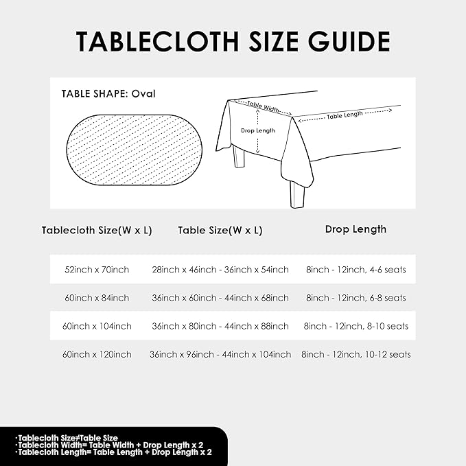 Oval Black Tablecloth 60 x 84 Inch Polyester Fabric Washable Table Cloth Decorative Solid Color Wrinkle Resistant Table Cover for Dining Party Wedding Camping