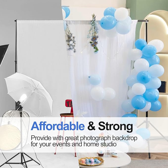 EMART Backdrop Stand 10x7.8ft(WxH) Photo Studio Adjustable Background Stand Support kit with 2 Crossbars, 8 Clamps, 2 Sandbags and Carry Bag for Parties, Events Decoration, Wedding, Photography