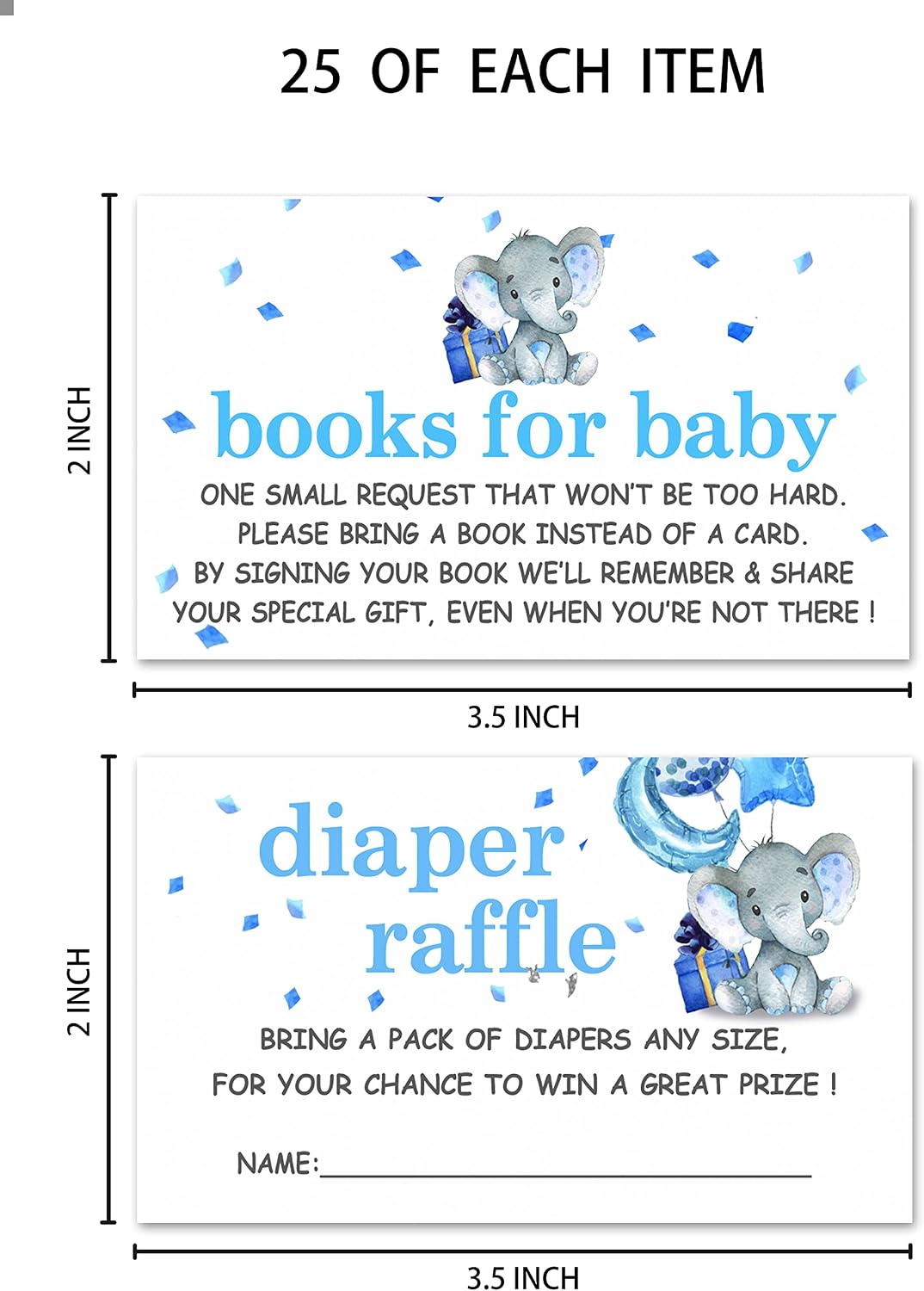 Yuansail Baby Shower Invitation Set, Fill In Invites Cards, Books For Baby, Diaper Raffle, Thank You, Baby Shower, Each Design 25 Cards & Envelopes (Total 100 Cards) – (bb006-taozhuang)