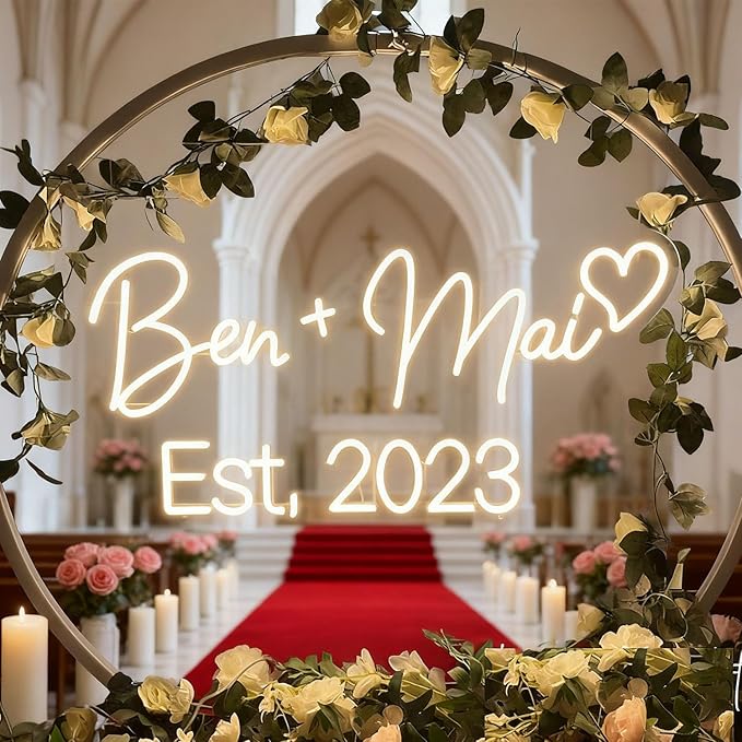 Custom Neon Sign for Wall Decor Personalized LED Neon Wedding Light Sign Customizable Bedroom Room Decor Aesthetic Birthday Gift