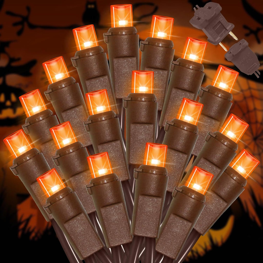 LAMPHOME Orange Thanksgiving Mini Lights, 21.6FT100 LED Autumn Fall String Lights,Connectable 120V Plug in for Outdoor Indoor Garden Party Halloween Christmas Xmas Tree Lights Yellow Decor