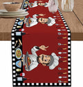 Red Chef Gourmet Cotton Linen Table Runner for Dining Kitchen, Wedding Outdoor Party Tablerunners Decoration, Black White Check Plaid Funny Kitchen Dresser Scarf Coffee Tablecloth Runners 13x48 Inches