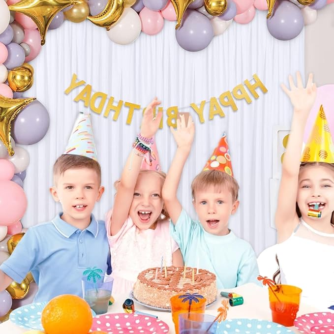 10 x 7 Feet White Backdrop Curtain for Partie, Background Curtains for Photoshoot, Birthday, Wedding, Halloween, Thanksgiving, Christmas Day, New Year Party Decorations 5Ft x 7Ft, 2 Panels