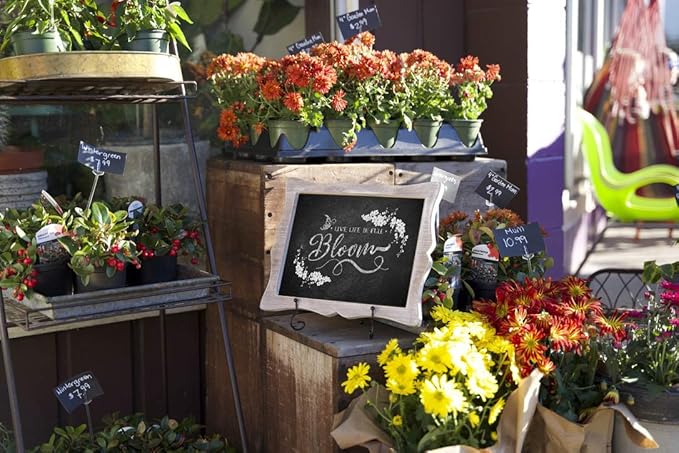 Tabletop Chalkboard Sign with Easel (11x13) + 8 Brilliant Liquid Chalk Markers | Rustic Brown, Melamine, Hand Crafted Sweetheart Frame - Multipurpose Small Chalkboard Sign