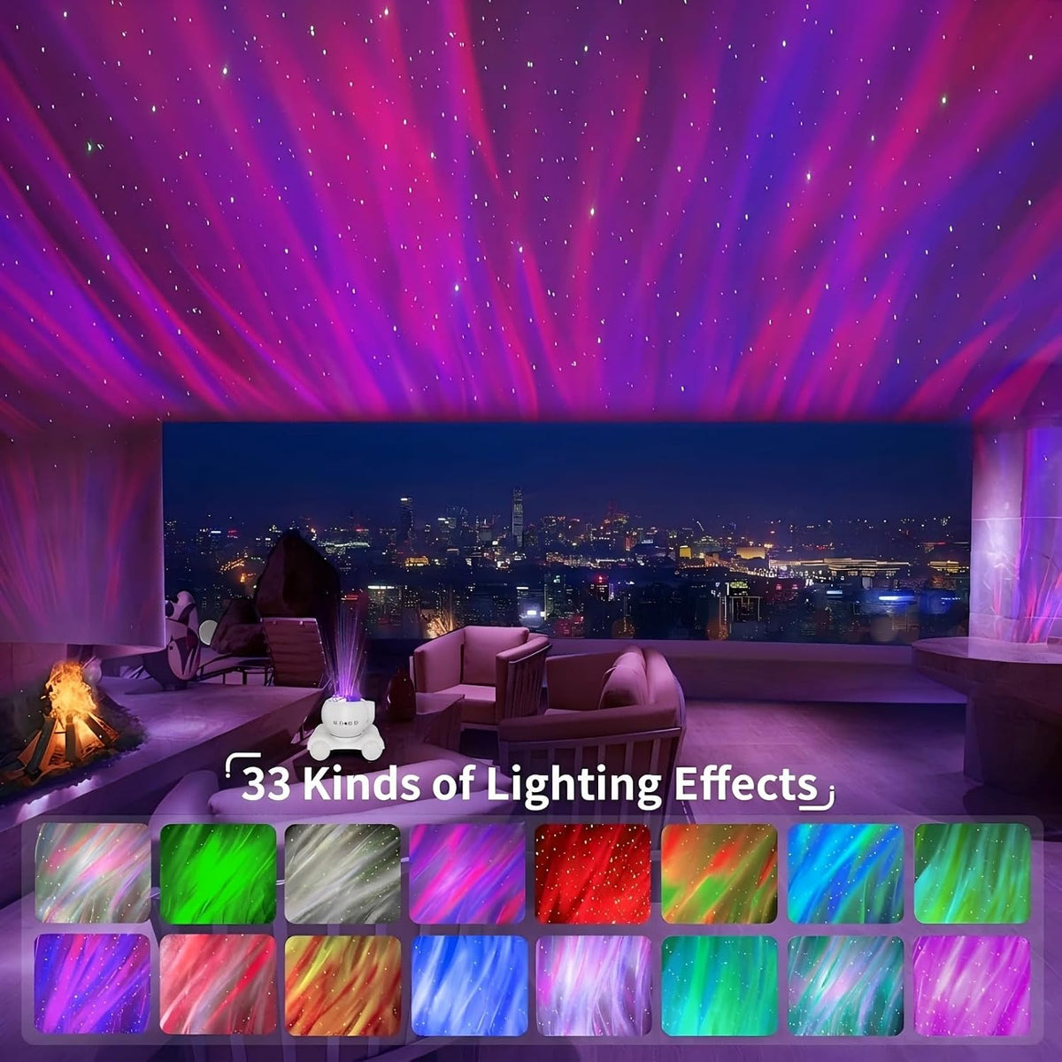 ENOKIK Aurora Light Projector Northern Lights Bluetooth Speaker, Pure White
