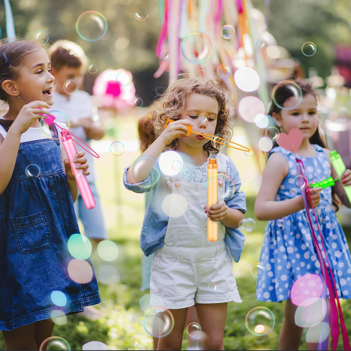 48 Pack Bubble Wand Bulk, Bubble Solution for Summer Outdoor Activities