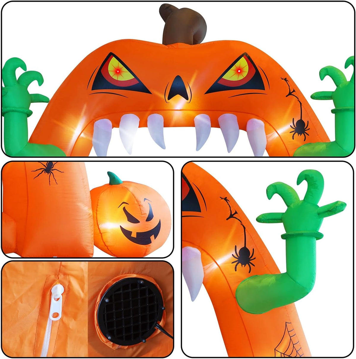 Juegoal Halloween Inflatable Lighted Pumpkin Archway 13 FT(L) x 10 FT(H), Gia...