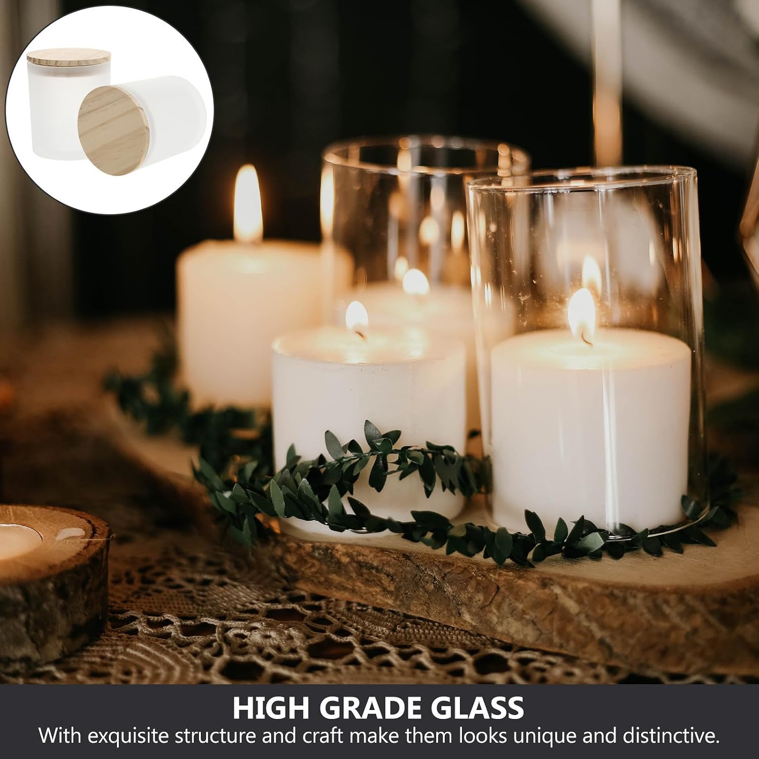 2pcs Creative Glass Candle Cups with Pine Covers Empty Candle Holders for Wedding and Banquet Decor Portable and Easy to Carry for Aromatherapy and Home