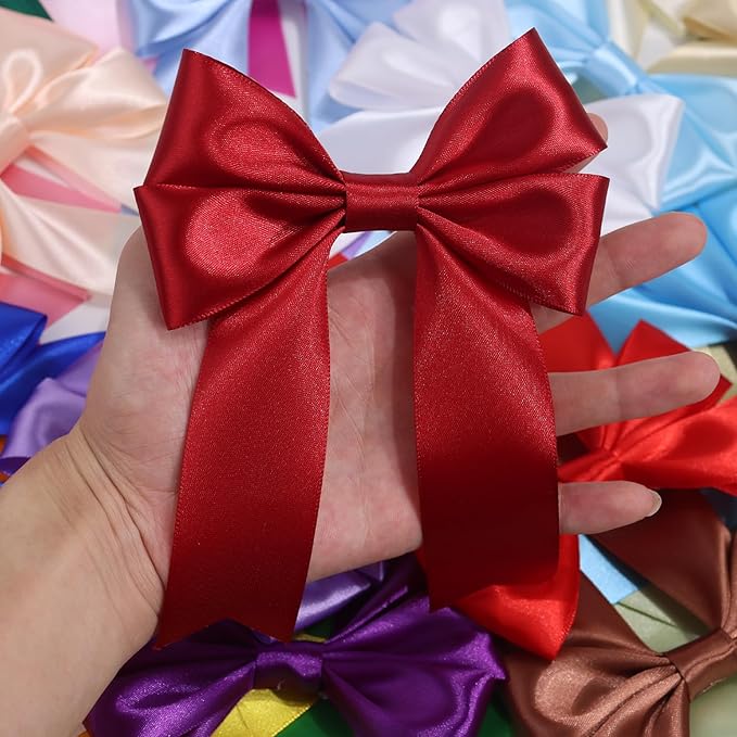 Deep red Solid Satin Ribbon 1-1/2 Inch 25 Yards Solid Polyester Fabric Ribbon for Gift Wrapping Wedding Christmas Baby Shower Birthday Party Decoration Handmade Immortal Flower Craft