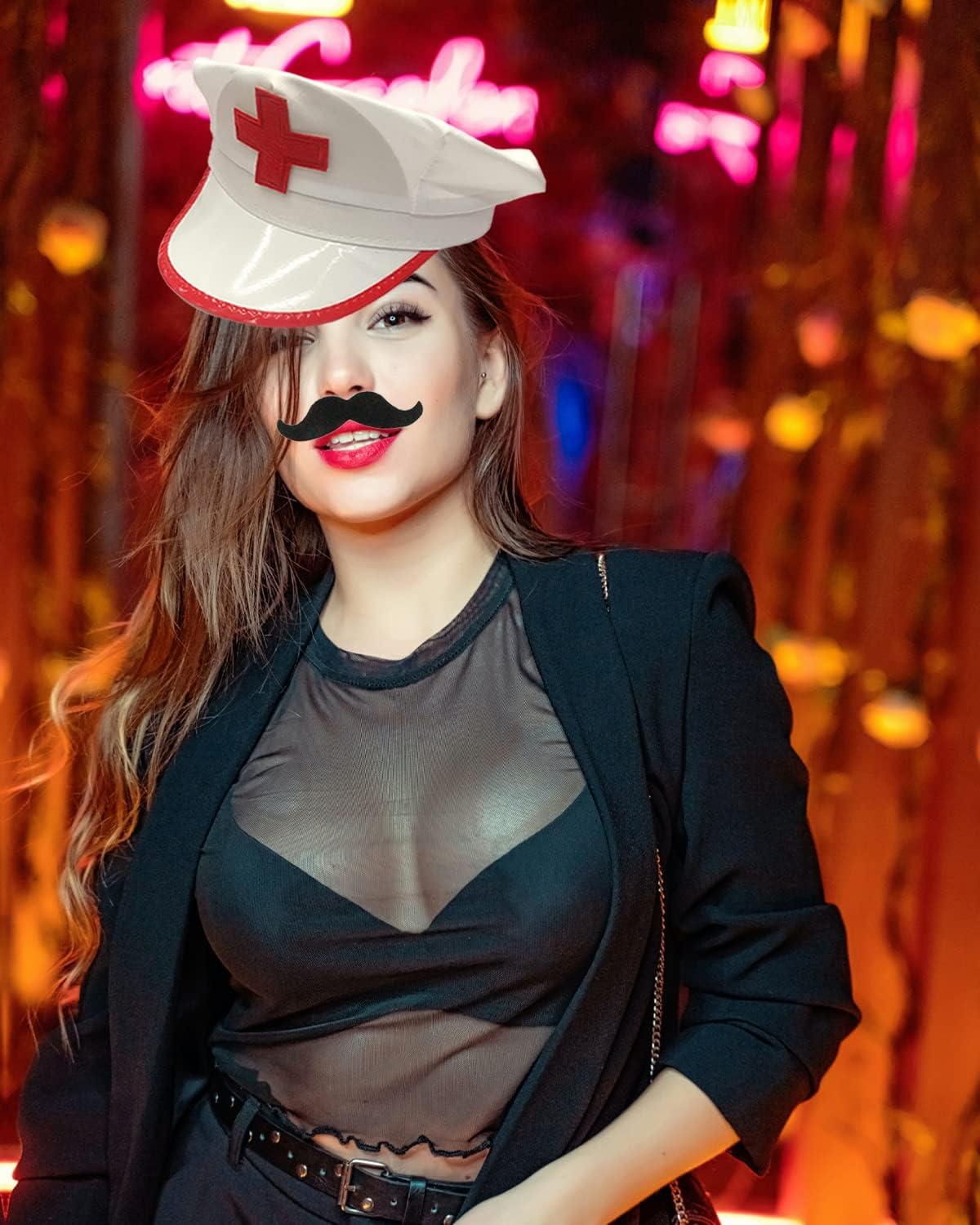 18 Pcs Funny Photo Booth Props for Adults - Assorted Dress Up Costume Hats an...