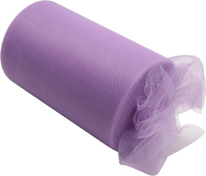 Lavender Tulle Fabric Rolls 6 Inch by 100 Yards (300 feet) Fabric Spool Tulle Ribbon for DIY Lavender Tutu Bow Baby Shower Birthday Easter Party Wedding Decorations Christmas Craft Supplies