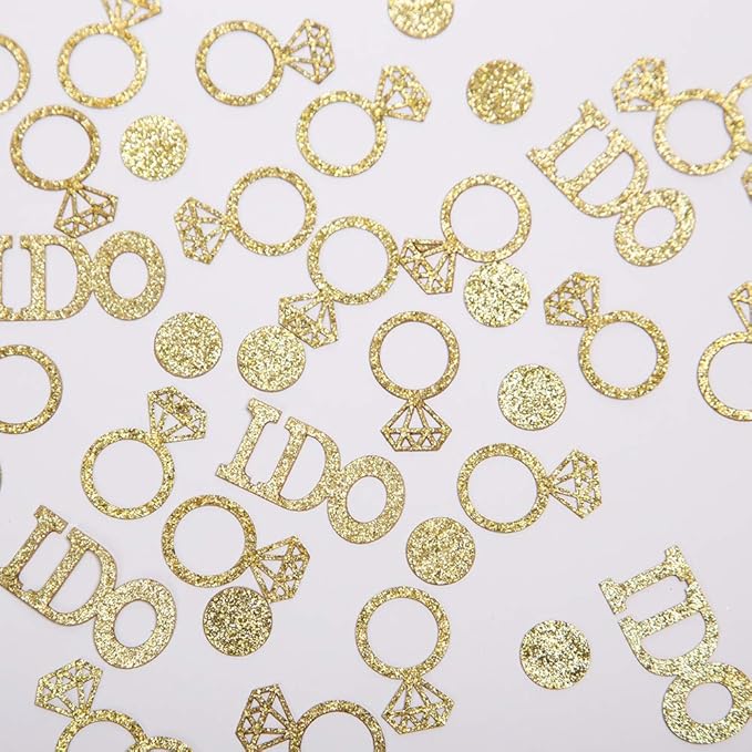 Gold Wedding Table Confetti,Glitter Paper Diamond Ring Confetti, I Do Engagement Party Table Scatter,Bachelorette Bridal Shower Party Decorations