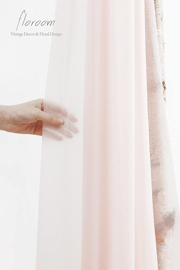 Floroom Wedding Arch Draping Fabric 2 Panels 20Ft Blush Chiffon Fabric Drapes Arbor Drapery Wedding Ceremony Reception Swag Decorations