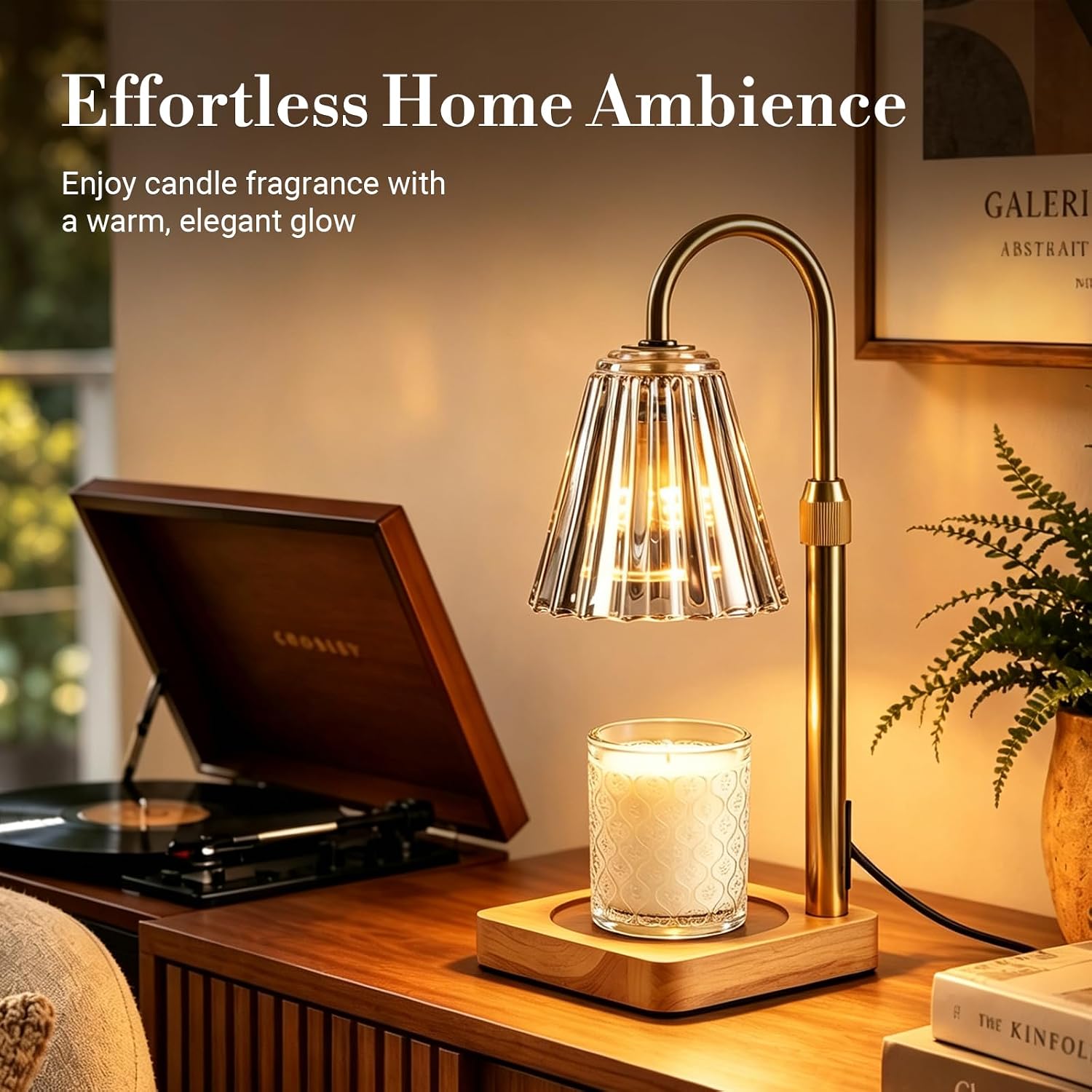 Marycele Candle Warmer Lamp with Timer & Dimmer - Mothers Day Gifts for Women Mom Her, Aesthetic Office Home Decor, Adjustable Height Wax Melter for Candle Jar & 3-Wick Candles (2 Bulbs Included)