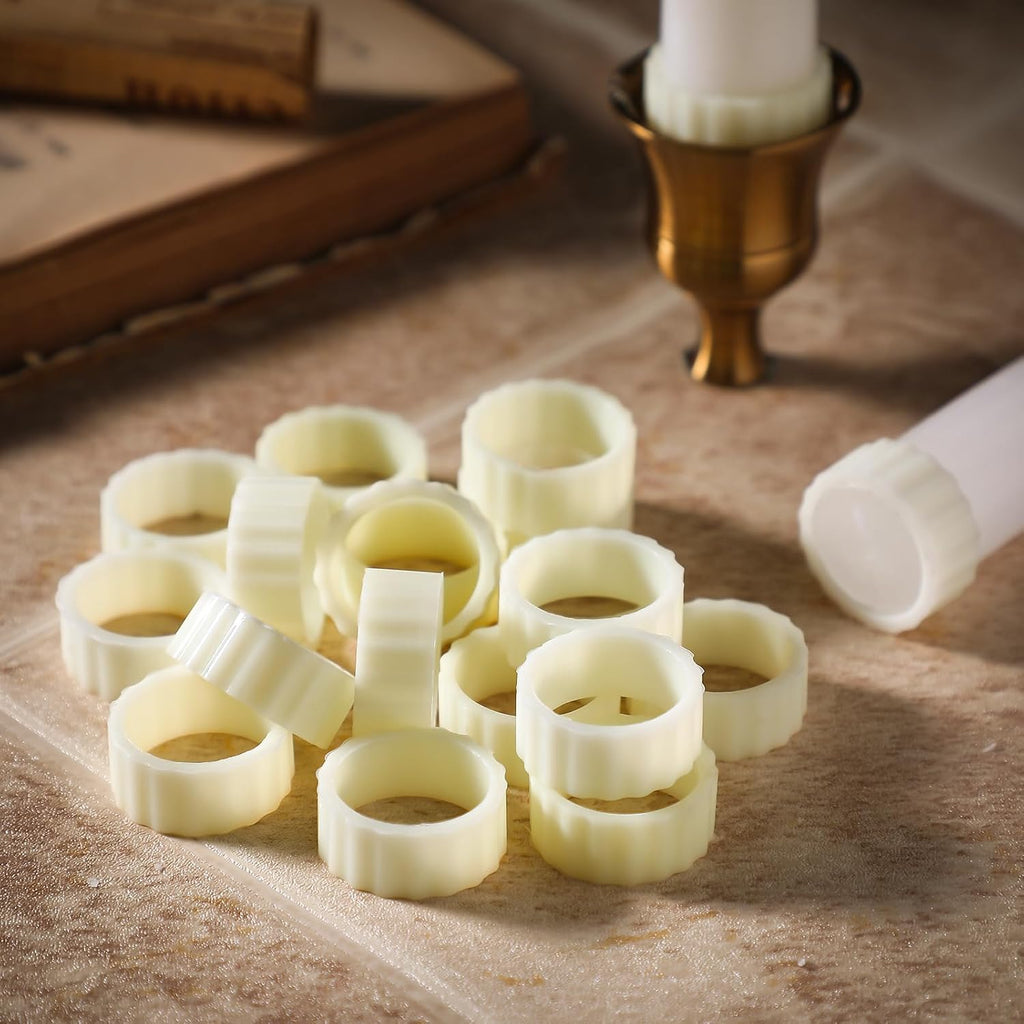 Pushglossy 100 Pack Rubber Taper Candle Hugger Grips Rings Holders Stay Put Candle Grips Inserts Keep the Bougie Upright and in Place for Taper Bougie Cups