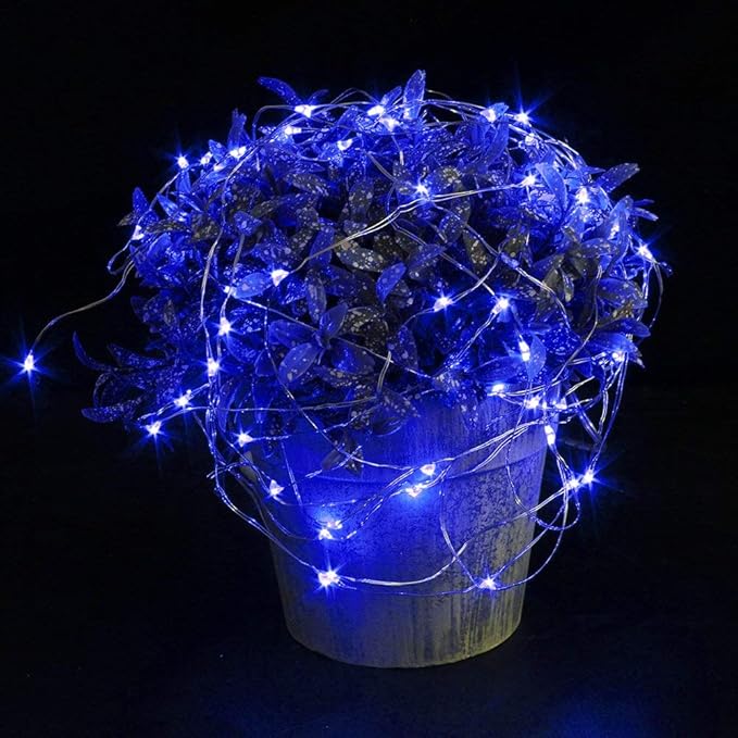 CYLAPEX 12 Pack Blue Fairy Lights String Battery Operated Fairy Lights Starry String Lights on 3.3ft/1m Silvery Copper Wire DIY Christmas Decoration Costume Wedding Party Halloween Easter
