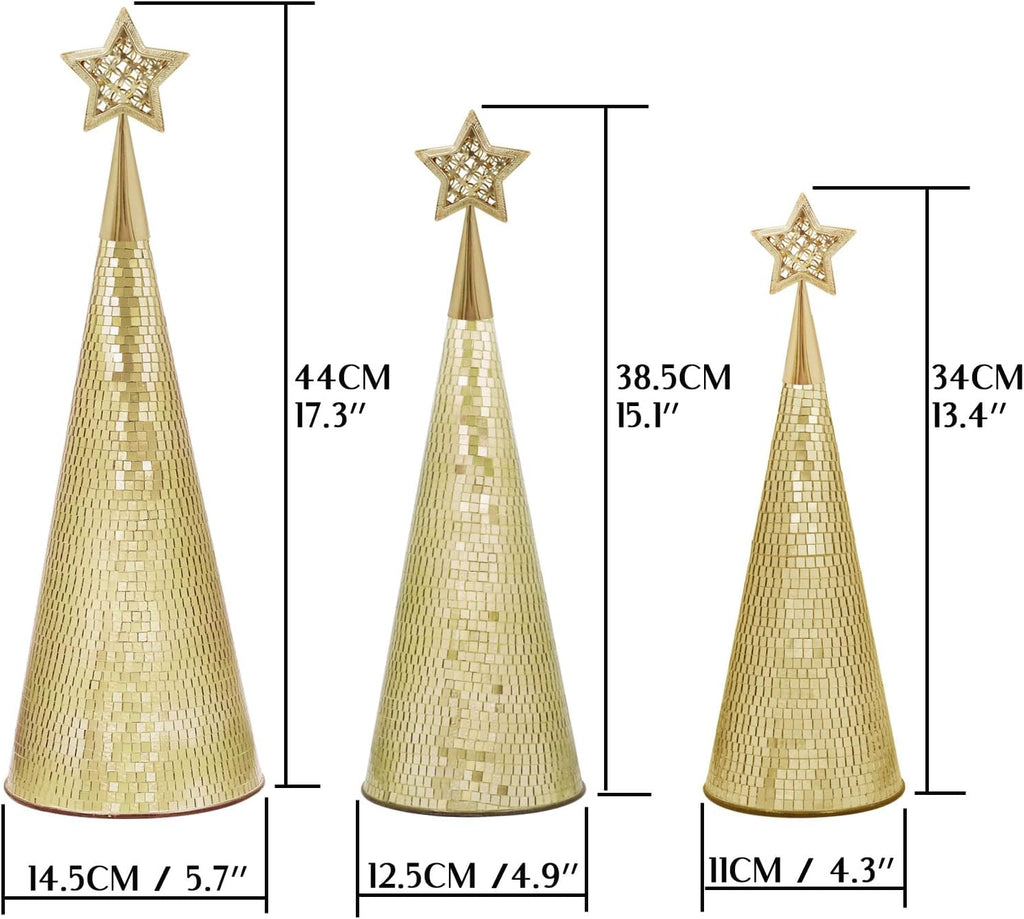 gold glass trees set of 6, 17" 15" on a desk or shelf
