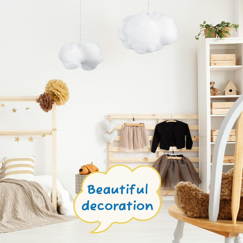 Jetec 12 Pieces Artificial Cloud Props Imitation 3D Cloud Shape Hanging Decorations Room DIY Decorative Hanging Ornament for Wedding Party Stage Show Decor (Small and Medium Size,White)
