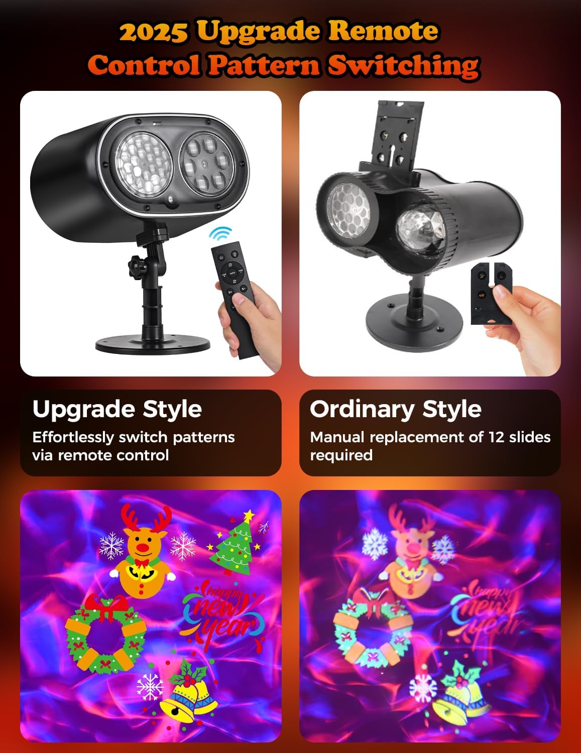 2025 upgrade no slides christmas projector lights outdoor shown in use