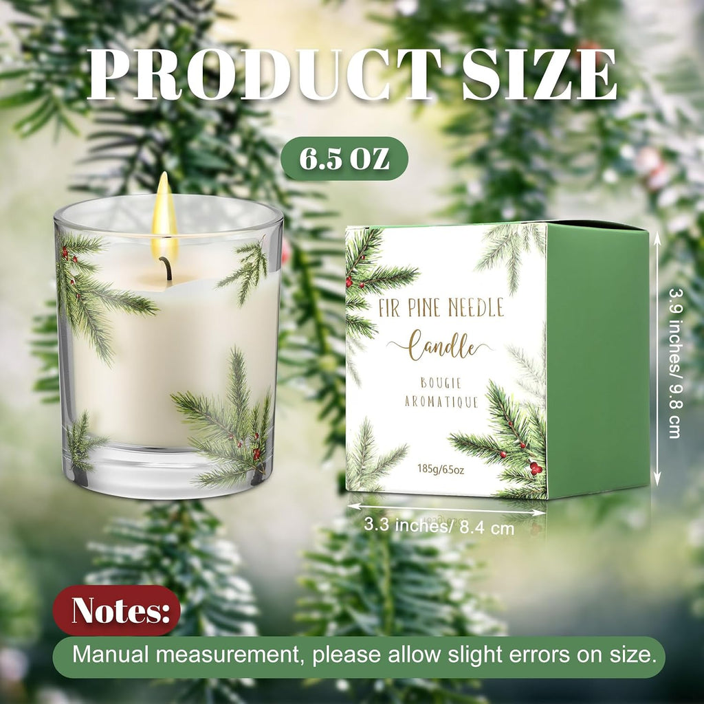 Nuanchu 4 Pack Fir Pine Needle Candle 6.5 oz Scented Candles Gifts with Fir Pine Needle Design Valentine's Day Home Decor for Women and Men
