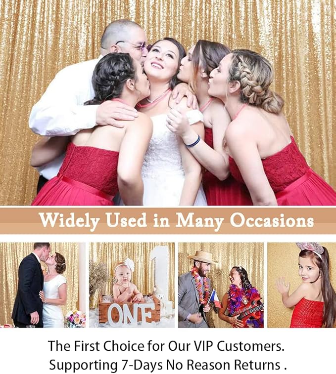 ShinyBeauty PHOTOBOOTH Backdrop - 4FTx7FT - Light Gold Sequin Fabric, Wedding & Rust Backdrop, Photography Curtains
