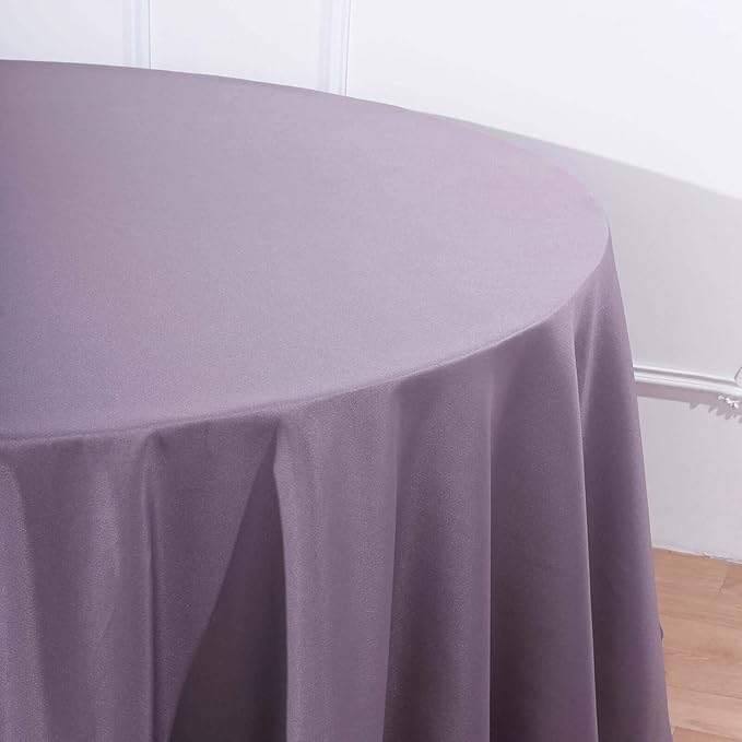 Efavormart Round Tablecloth, 132 Inch Stain & Wrinkle Resistant Washable Table Cloth, Decorative Polyester Fabric Table Cover for Banquet, Wedding, Dining- Amethyst