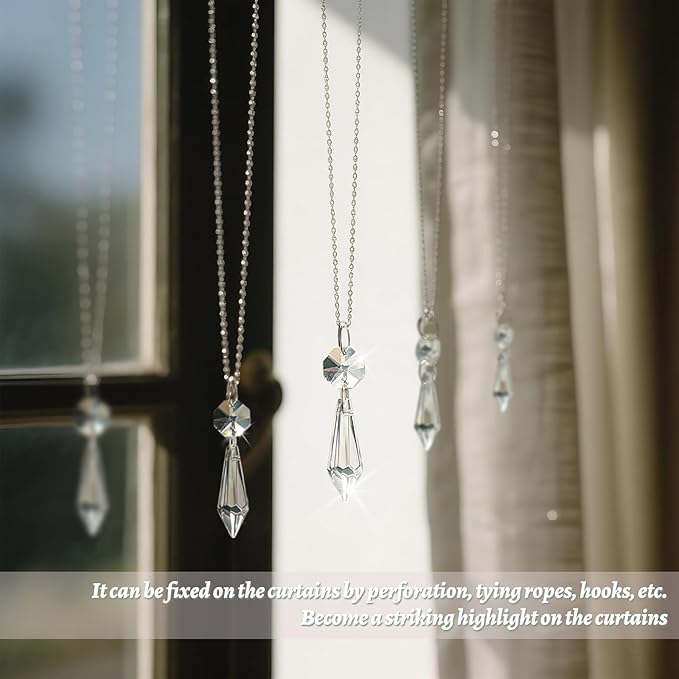 Premium Clear Crystal Glass Drops 2.4" - Multi-Purpose Hanging Prisms for Holiday Party/Home/Window Decoration/Chandelier Replacement Parts (16)