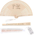 10 PCS Custom Fans Personalized Folding Fans for Line Dancing Wooden Hand Fan Wedding Favors Bulk Fans for Guests Party Event Use (Style12)