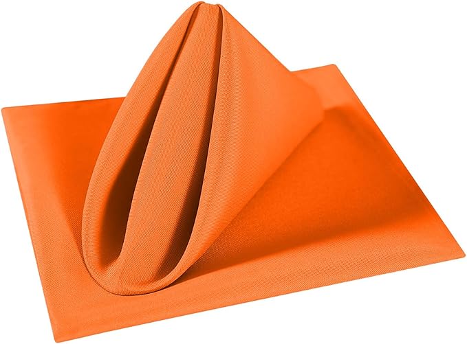 Cupuamon Cloth Napkins 17x17 inch Washable Polyester Dinner Napkins Soft Table Napkins for Wedding Party Dining Banquet(Orange,12PCS)