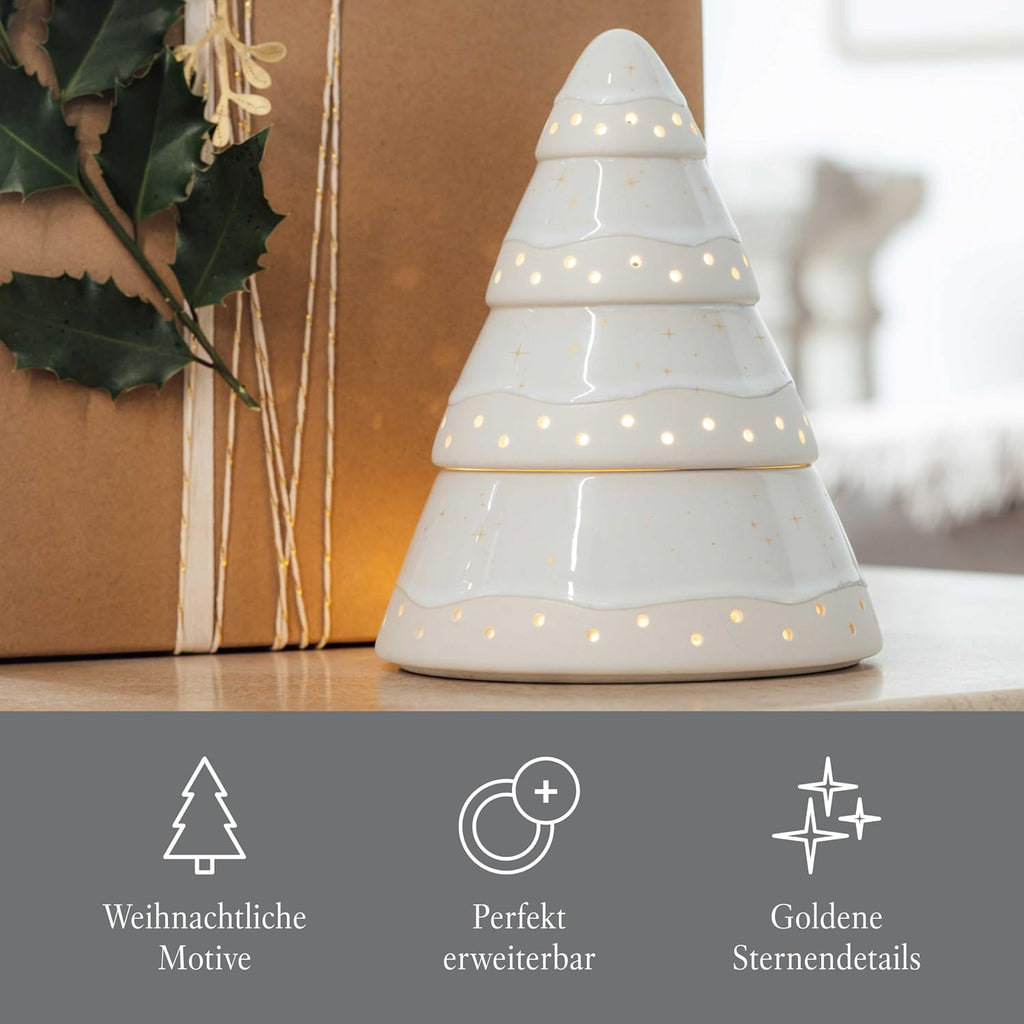 like. by Villeroy & Boch - Winter Glow Candle Holder Tree Lantern, Premium Porcelain Christmas Decoration
