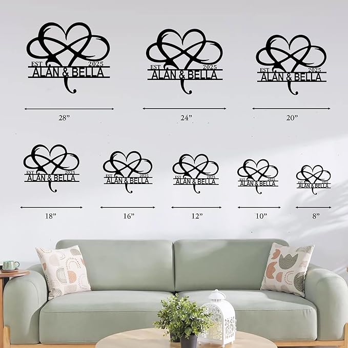 Personalized Valentine's Day Wedding Gifts For Couple, Custom Metal Signs Wall Art, Monogram Name Metal Signs For Home Decor, Customized Anniversary Christmas Housewarming Gifts For Him Her