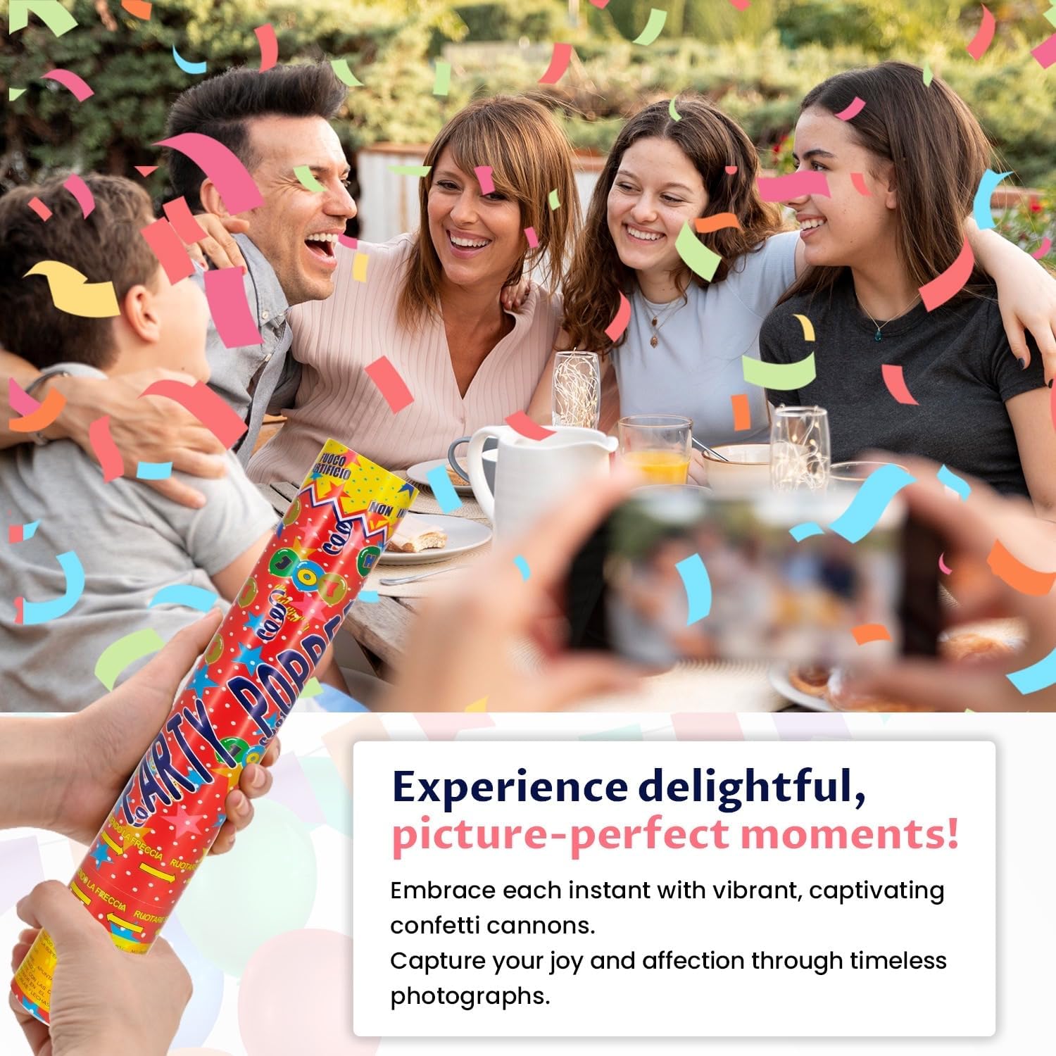 12Pack Confetti Cannon Multicolor Party Confetti Shooters Biodegradable Confetti Poppers 12Inch Party Poppers Cannon Launches 15-20ft for Graduation Birthday Wedding New Years Celebration Decorations