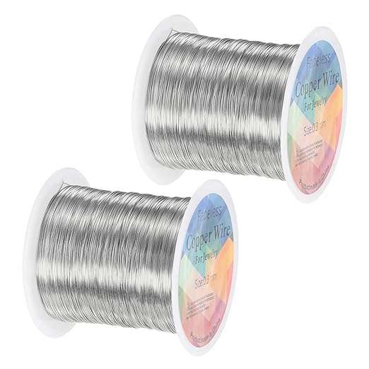2-Rolls 0.3mm Jewelry Wire, 28 Gauge 328FT Craft Wire Copper Beading Wire for Jewelry Making/Planting/Weaving/DIY Crafting, Soft Metal Wires [100M, Silver White]