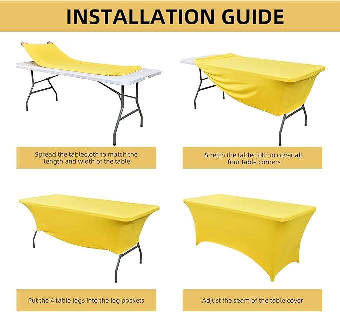 2-Pack 4ft Spandex Table Covers for Rectangular Folding Tables - Wrinkle Resistant Stretch Tight Table Cloths - Ultimate Fitted Table Protector for Parties, Banquet, and Wedding