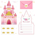 30 Sets Pink Castles Birthday Invitations with Envelopes Stickers Themed Invitations for Girl Boy Birthday Party Supplies Decoration