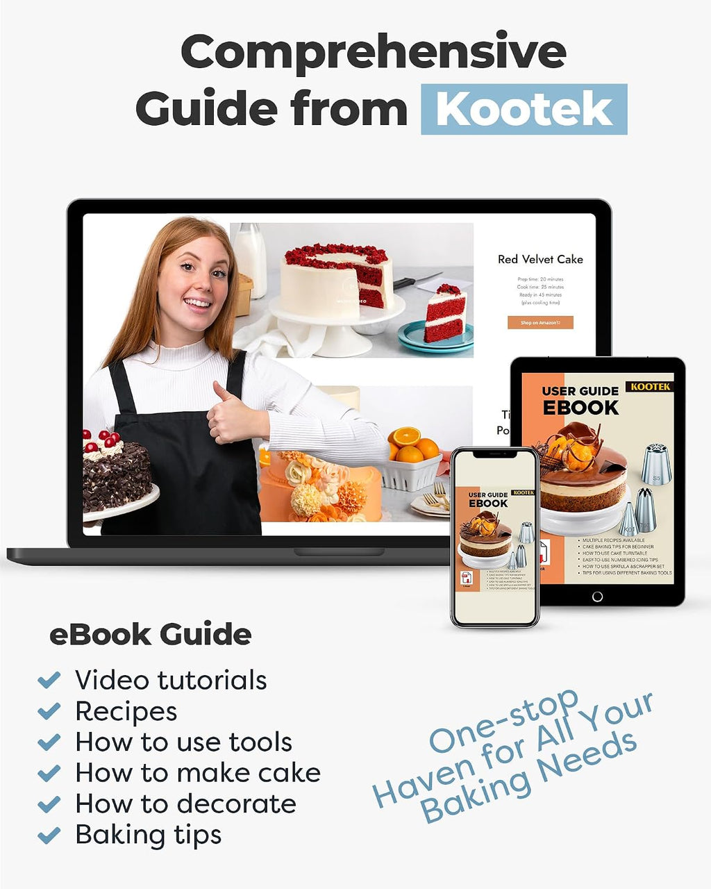 Kootek 230PCs Cake Decorating Kits, Baking Supplies Tools with Cake Stand Turntable, Piping Bags and Tips, Cake Leveler, Frosting Icing Spatulas & More Accessories for Cake Cupcake Decorations