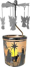 Spinning Angels Christmas Candle Holder - Holy Family Scene - Scandinavian Style -Measures 6.25" x 2.5" and Includes a Smokeless Candle.