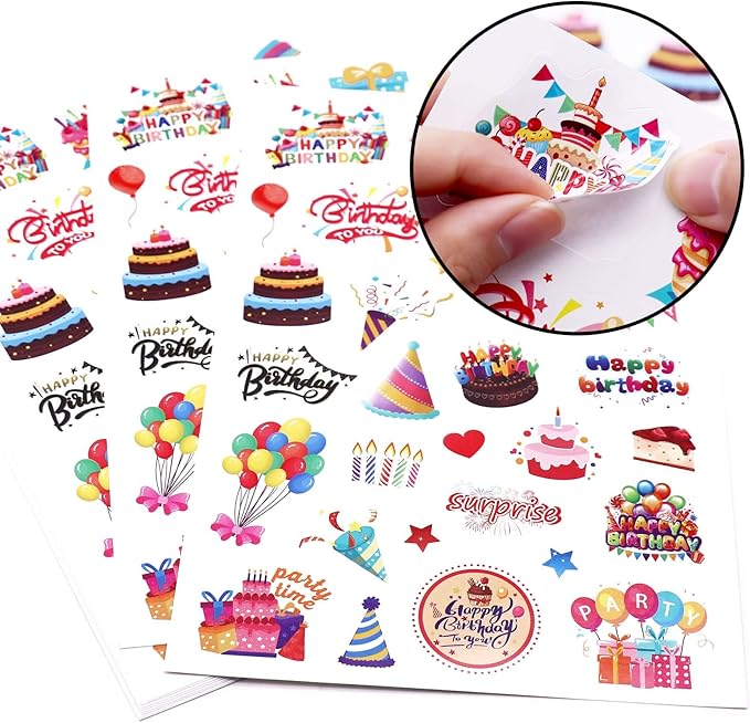 Happy Birthday Stickers for Kids Adults 660 Counts Large Happy Birthday Adhesive Stickers Party Gifts Bags Box Celebration Envelope Sealing, Gift Wrap Decorations 20 Sheet