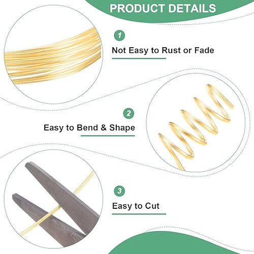 1 mm/18 Gauge Copper Wire for Jewelry Making, 5.2FT Copper Beading Craft Wire for Jewelry/Weaving/DIY Crafting/Planting, Color-Retaining [1.6M, KC-Gold]