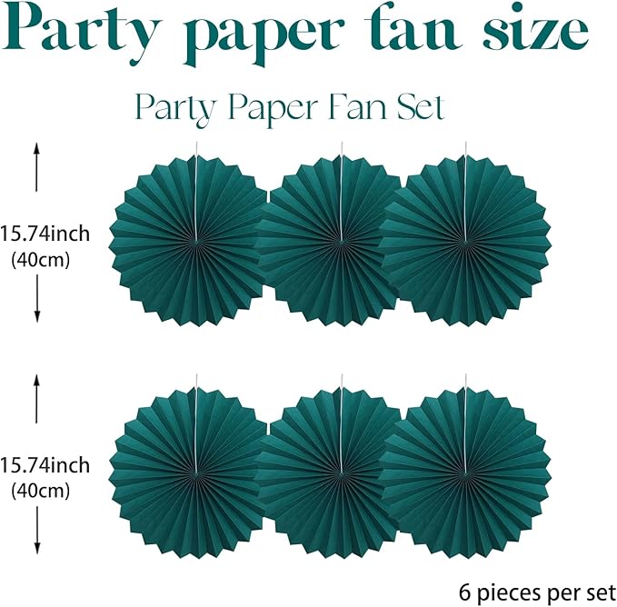 Green Birthday Decorations,DIY Green Paper Fans Hanging Decoration ,Party Supplies Party Fans 16in, Cactus Party Decorations,Wedding Graduation Events Accessories 30 Color DIY Set (Blackish Green)