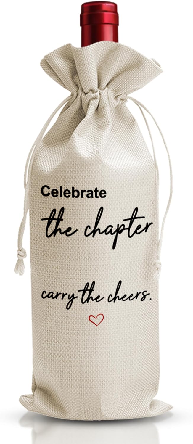 DOI-LANEE New Chapter Wine Bag - Congratulations Gifts for Housewarming Wedding Graduation Moving Leaving Going Away Farewell Retirement Wine Bag, New Beginnings Gifts for Friends Coworker Teacher