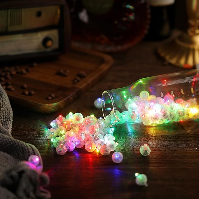 Aogist 200pcs 10-Colors Mini Lights with Hook,Long Standby Time Waterproof LED Balloon Light,Battery Powered,Ball Lamp for Balloon Paper Lantern Birthday Party Christmas Halloween