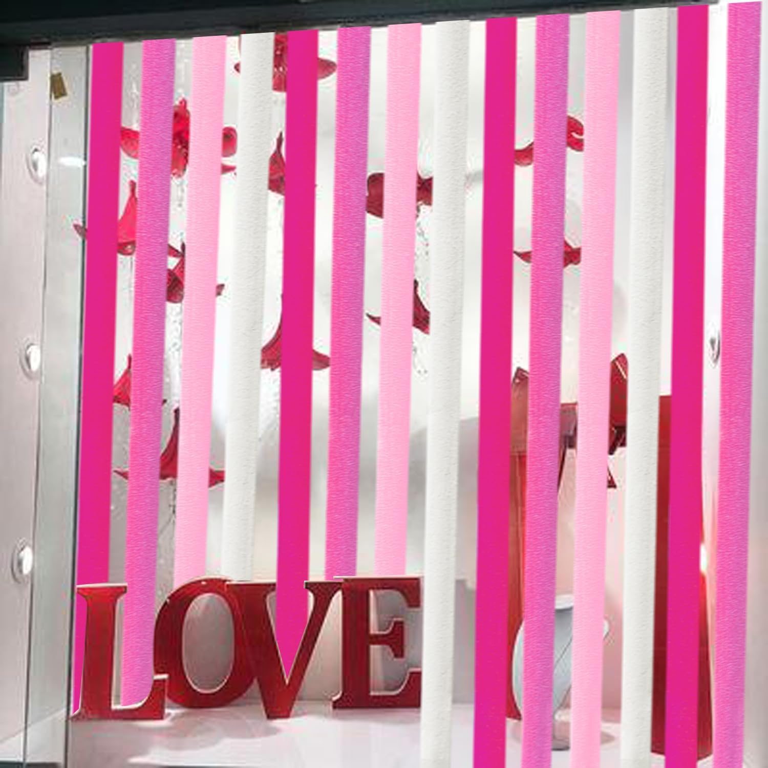 PheiLa Valentines Day Party Supplies, 4 Rolls Pink and White Crepe Paper Streamers for Galentines Day Girls Birthday Wedding Party Decor 1.77 Inch x 82 Ft/Roll, 328ft