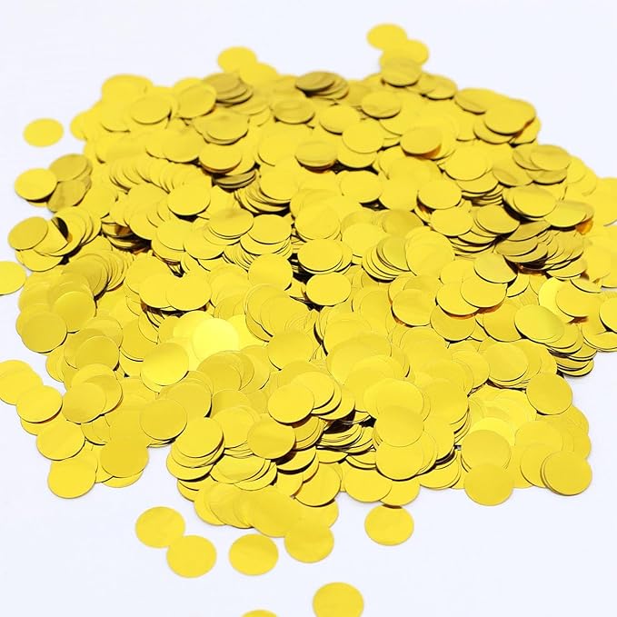 Gold Metallic Foil Confetti(0.59 inch) Round Dots Glitter Table Confetti for Party Wedding Decorations,2.11 OZ per pack