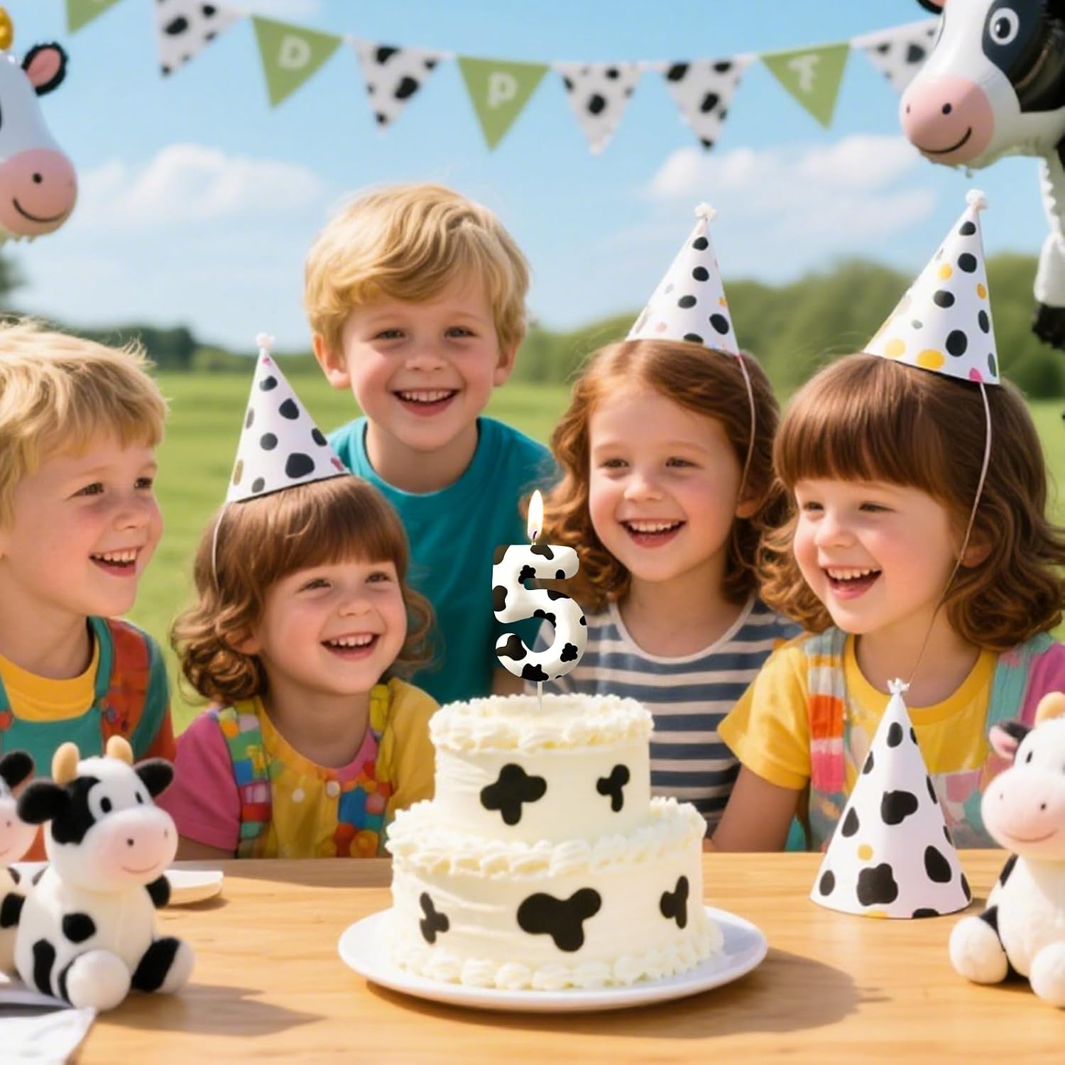 Cow Birthday Candles, 2.4 inch Cake Topper Decor, Number 1 Candles Birthday Decorations, Anniversary Party Cake Decorations Party Supplies