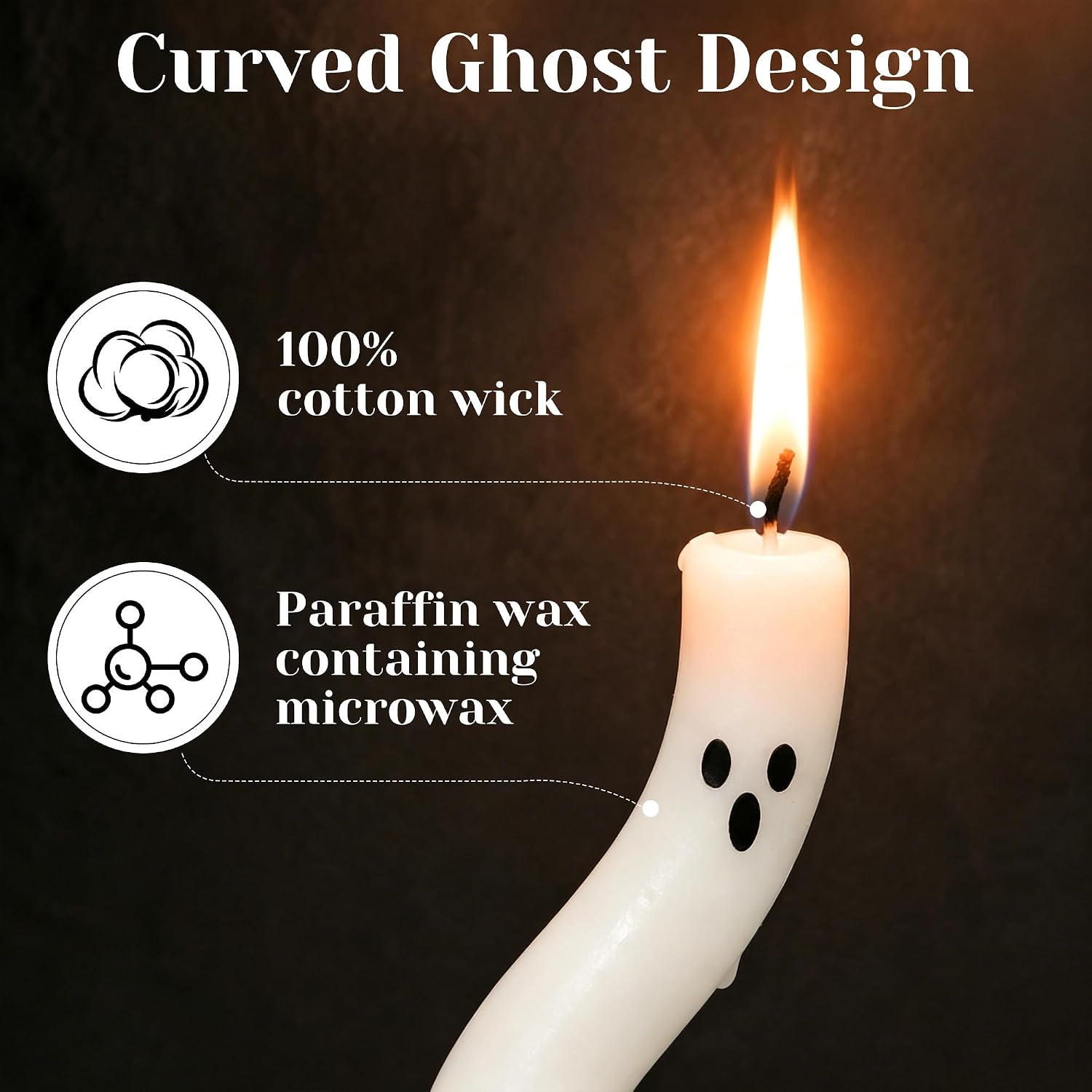AYGXU Halloween Decorations indoor-3Pcs Twisting Ghost Candles Decor with Candle Holders,Ribbons,Vintage Candlestick Holders Decoration,Halloween centerpieces for Party Table Fireplace Decorations