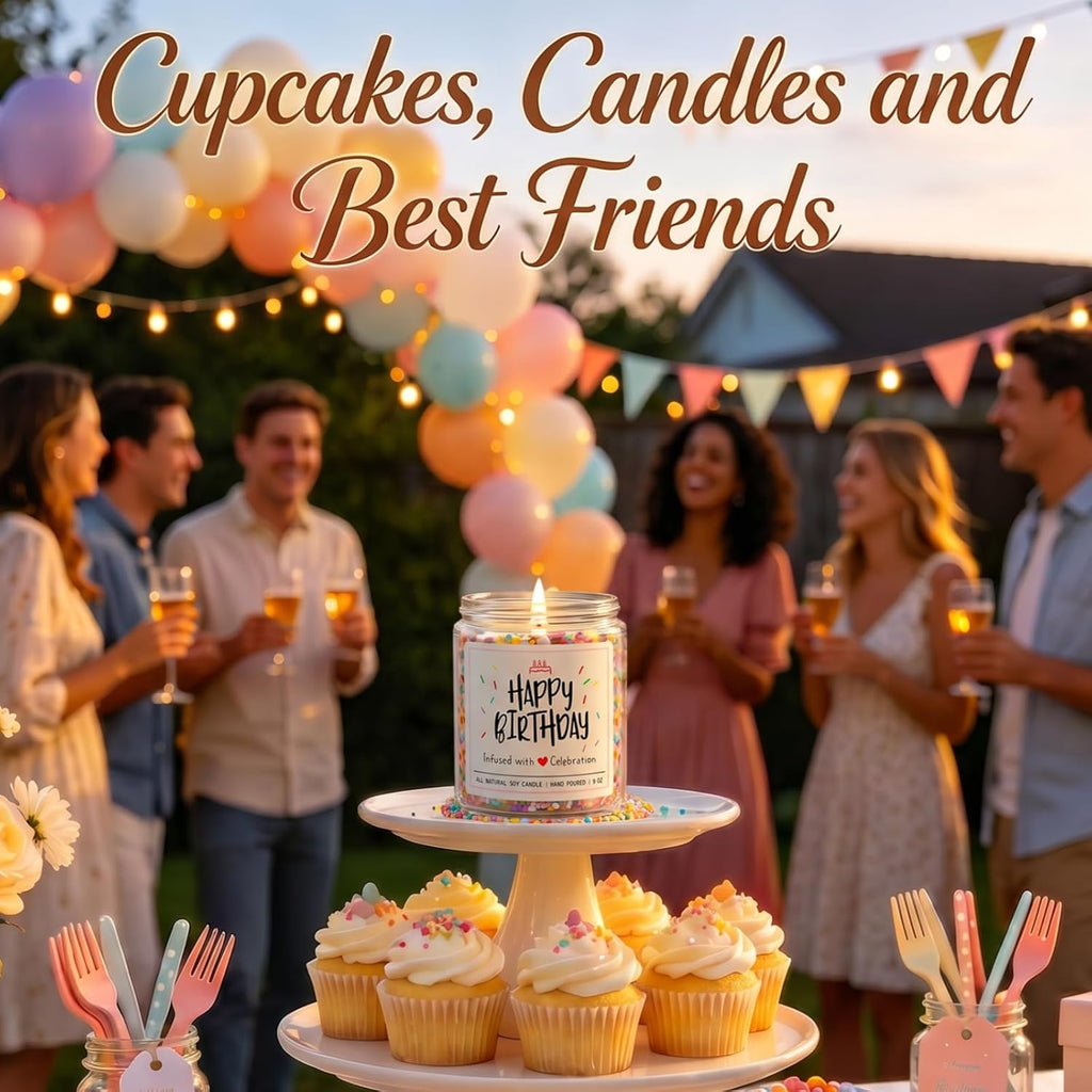 Homsolver Happy Birthday Gifts for Women Unique, Vanilla Cream Scent with Sprinkles Candy Birthday Candles for Her, Handmade Aromatherapy Candle Decor
